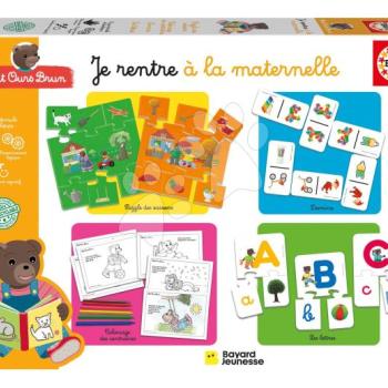 Oktatójátékok legkisebbeknek 4in1 Petit Ours Brun Educa puzzle dominó kifestők és első betűk kép