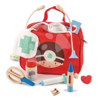 Orvosi táska piros Doctors and Nurses Tender Leaf Toys 12 részes fa orvosi eszközökkel kép