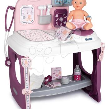 Orvosi vizsgáló és pelenkázó pult Violette Baby Care Center Smoby elektronikus kijelzővel és 30 cm játékbaba 25 kiegészítővel 68 cm magas kép