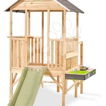 Panorámás házikó pilléreken Panorama 350 Wodden Playhouse Exit Toys ciprusfából csúszdával és konyhával kép