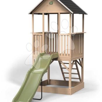 Panorámás házikó pilléreken Panorama 500 Wodden Playhouse Exit Toys ciprusfából homokozóval és csúszdával kép