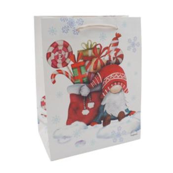 Papírtasak karácsonyi törpés, prémium M 18x23cm kép
