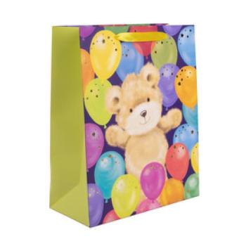 Papírtasak macival és lufikkal 26x32 kép