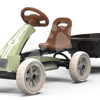 Pedálos gokart utánfutóval Go Kart Foxy Retro Green Exit Toys fémvázzal strapabíró EVA kerekekkel és állítható üléssel 2–5 éves korosztálynak kép