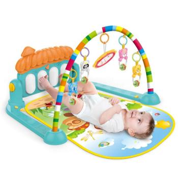 Piano Fitness baba játszószőnyeg - állatos csörgőkkel, hang-, és fényhatásokkal, altatózenével - kék (BBJ) kép