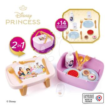 Piknik kosár és asztal 2in1 Hercegnők Disney Picnic Basket Smoby 14 kiegészítővel ebédkészlettel kép