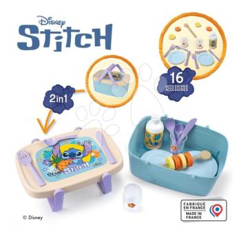 Piknik kosár és asztalka 2in1 Stitch Picnic Basket Smoby 16 kiegészítővel ebédkészlettel kép