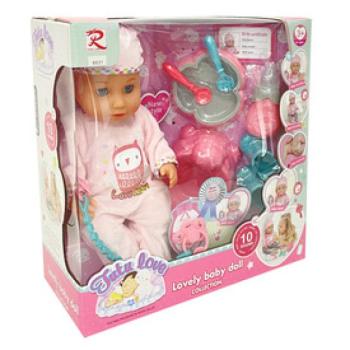 Pisilős, hangot adó lánybaba kiegészítőkkel kép