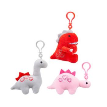 Plüss dínók szivecskével, 10 cm, 3 féle kép