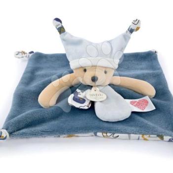 Plüss maci dédelgetésre Bear Blue Flat Comforter Doudou et Compagnie QR kóddal mesékre kék 25 cm 0 hó-tól kép