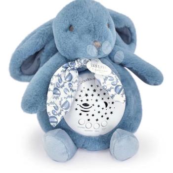 Plüss nyuszi Musical Night Light Star Projector Blue Doudou et Compagnie fénnyel zenével és fehér zajjal kék 16 cm 0 hó-tól kép