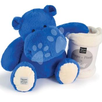 Plüss víziló takaróval Royal Blue Hippo Chill Histoire d’ Ours kék 45 cm 0 hó-tól kép