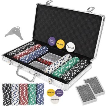 Póker készlet 300 zsetonnal, 2 pakli kártyával fém bőröndben (BB-9554) kép