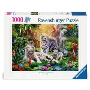 Puzzle 1000 db - Fehér tigriscsalád kép