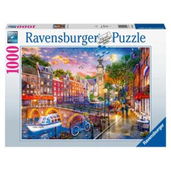 Puzzle 1000 db - Naplemente Amszterdam kép