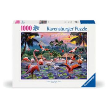 Puzzle 1000 db - Rózsaszín flamingók kép