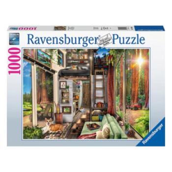 Puzzle 1000 db - Vöröserdő, házikó kép