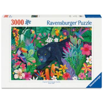 Puzzle 3000 db - Párduc a virágzó dzsungelben kép