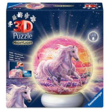 Puzzle 3D - Lovak a tengerparton éjjeli fény kép