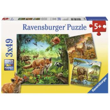 Puzzle 3x49 db - Az erdő lakói kép