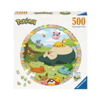 Puzzle 500 db - Pokémonok és virágok kép