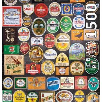 Puzzle Beer labels Collage Educa 1500 darabos és Fix puzzle ragasztó 11 évtől kép