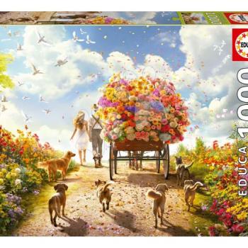 Puzzle Carrying Flowers Educa 1000 darabos és Fix ragasztó kép