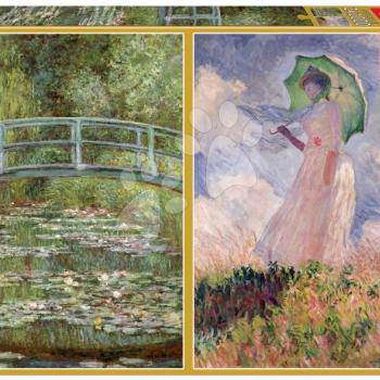Puzzle Claude Monet - The Water-Lily Pond - Woman with Parasol Turned to the Left Educa 2x1000 darabos és Fix ragasztó kép