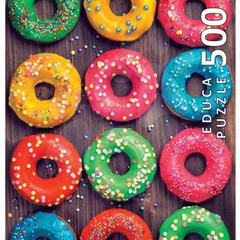 Puzzle Colourful Donuts Educa 500 darabos és Fix ragasztóval a csomagban 11 évtől kép
