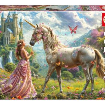 Puzzle Fairies Unicorns and Butterflies Educa 500 darabos és Fix ragasztó kép