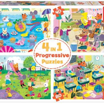 Puzzle iskola School Day Progressive Educa állatok az iskolában 20-40-60-80 darabos 4 évtől kép