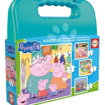 Puzzle kofferben Peppa Pig Progressive Educa progresszív 6-9-12-16 darabos kép