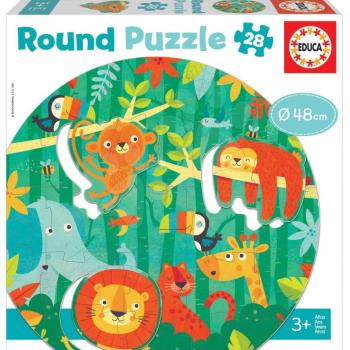 Puzzle legkisebbeknek kerek The Jungle Round Educa állatok a dzsungelben 28 darabos 48 cm átmérővel kép