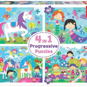 Puzzle mesék Fantasy Friends Progressive Educa vidám gyerekek 20-40-60-80 darabos 4 évtől kép