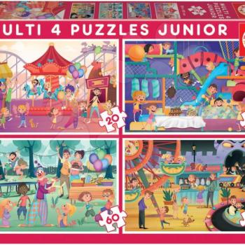 Puzzle Multi 4 Junior Park atractions+Children's party Educa 20-40-60-80 darabos 4 évtől kép