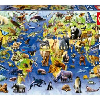 Puzzle One Hundred Endangered Species Educa 500 darabos és Fix ragasztó kép