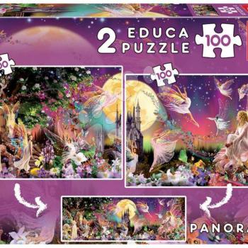 Puzzle panoráma Fairy Triptych Educa 2×100 darabos kép