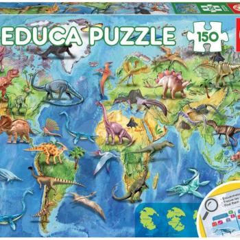 Puzzle világtérkép Dinosaurs World Map Educa 150 darabos 7 évtől kép