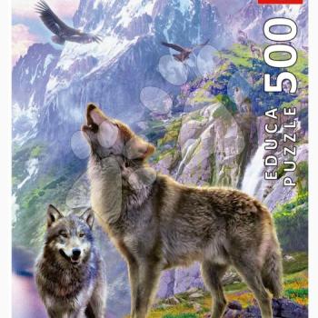 Puzzle Wolves in the rocks Educa 500 darabos és Fix ragasztó kép