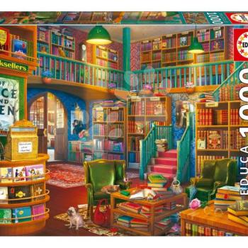 Puzzle Wonderful Bookshop Educa 1000 darabos és Fix ragasztó kép