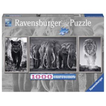 Ravensburger: Puzzle 1000 db - Párduc, elefánt, oroszlán kép