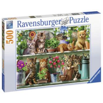 Ravensburger Puzzle 500 db - Cicák a polcon kép