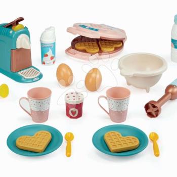 Reggeliző készlet kávéfőzővel és gofrisütővel 3in1 Vert Azur Écoiffier 4 gofrival és mixerrel és 21 kiegészítővel 18 hó-tól kép