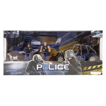 Rendőr autó és helikopter készlet figurákkal kép