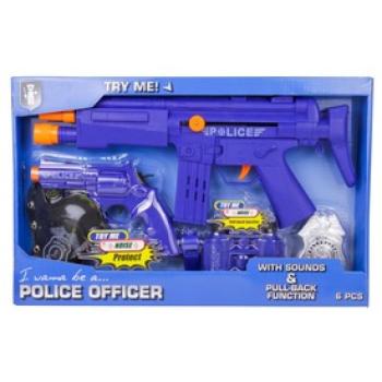 Rendőr fegyver 6 darabos készlet - kék kép