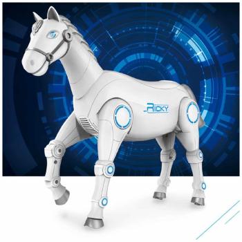 Ricky a sétáló, nyerítő, táncoló és zenélő robot ló - okos játék ló távirányítóval - fehér - 39 x 30 x 12 cm (BBJ) kép