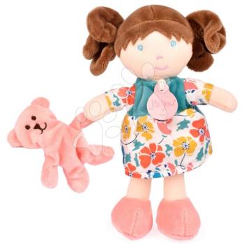 Rongybaba kisbabáknak Mrs Petunia My First Doll Jolijou 20 cm mintás ruciban kutyussal puha textilből 0 hó-tól JJ6062 kép