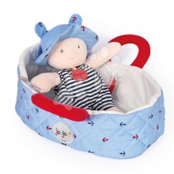 Rongybaba kosárban Mathis Poupon Couffin Jolijou kék puha textilből 20 cm kép