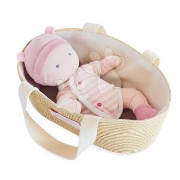 Rongybaba kosárban Pola Poupon Couffin Jolijou rózsaszín puha textilből 28 cm kép