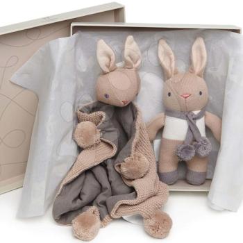 Rongybaba nyuszik Baby Threads Taupe Bunny Gift Set ThreadBear barna puha pamutból ajándékcsomagolásban 0 hó-tól kép